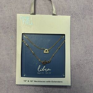 Silver toned Libra zodiac sign necklace set #zodiacnecklace